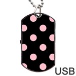 Polka Dots - Pink on Black Dog Tag USB Flash (Two Sides)