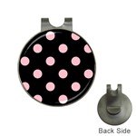 Polka Dots - Pink on Black Golf Ball Marker Hat Clip