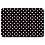 Polka Dots - Pink on Black Large Doormat