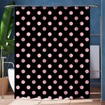 Polka Dots - Pink on Black Shower Curtain 60  x 72  (Medium)