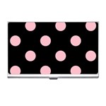 Polka Dots - Pink on Black Business Card Holder