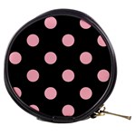 Polka Dots - Cherry Blossom Pink on Black Mini Makeup Bag