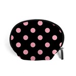 Polka Dots - Cherry Blossom Pink on Black Accessory Pouch (Small)