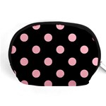 Polka Dots - Cherry Blossom Pink on Black Accessory Pouch (Medium)