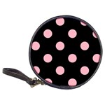 Polka Dots - Cherry Blossom Pink on Black Classic 20-CD Wallet