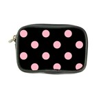 Polka Dots - Cherry Blossom Pink on Black Coin Purse