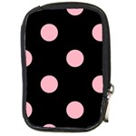 Polka Dots - Cherry Blossom Pink on Black Compact Camera Leather Case