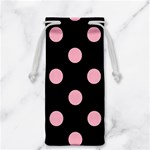 Polka Dots - Cherry Blossom Pink on Black Jewelry Bag