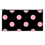 Polka Dots - Cherry Blossom Pink on Black Pencil Case