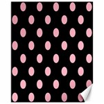 Polka Dots - Cherry Blossom Pink on Black Canvas 11  x 14 