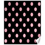 Polka Dots - Cherry Blossom Pink on Black Canvas 20  x 24 