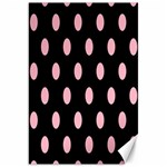 Polka Dots - Cherry Blossom Pink on Black Canvas 20  x 30 