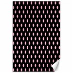 Polka Dots - Cherry Blossom Pink on Black Canvas 24  x 36 