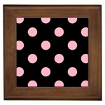 Polka Dots - Cherry Blossom Pink on Black Framed Tile