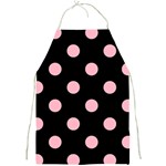 Polka Dots - Cherry Blossom Pink on Black Full Print Apron