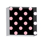 Polka Dots - Cherry Blossom Pink on Black 4 x 4  Acrylic Photo Block