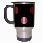 Polka Dots - Cherry Blossom Pink on Black Travel Mug (Silver Gray)