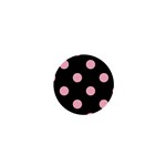 Polka Dots - Cherry Blossom Pink on Black 1  Mini Button