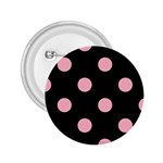 Polka Dots - Cherry Blossom Pink on Black 2.25  Button