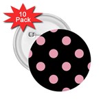 Polka Dots - Cherry Blossom Pink on Black 2.25  Button (10 pack)