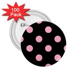 Polka Dots - Cherry Blossom Pink on Black 2.25  Button (100 pack)