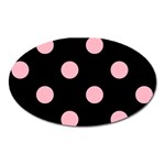 Polka Dots - Cherry Blossom Pink on Black Magnet (Oval)