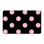 Polka Dots - Cherry Blossom Pink on Black Magnet (Rectangular)