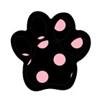 Polka Dots - Cherry Blossom Pink on Black Magnet (Paw Print)