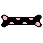 Polka Dots - Cherry Blossom Pink on Black Magnet (Dog Bone)