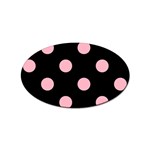 Polka Dots - Cherry Blossom Pink on Black Sticker (Oval)