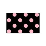 Polka Dots - Cherry Blossom Pink on Black Sticker (Rectangular)