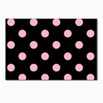 Polka Dots - Cherry Blossom Pink on Black Postcard 4  x 6 