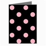 Polka Dots - Cherry Blossom Pink on Black Greeting Card