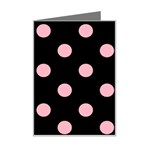 Polka Dots - Cherry Blossom Pink on Black Mini Greeting Card