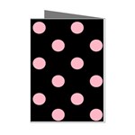 Polka Dots - Cherry Blossom Pink on Black Mini Greeting Cards (Pkg of 8)