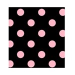 Polka Dots - Cherry Blossom Pink on Black Greeting Card 4.5  x 6 