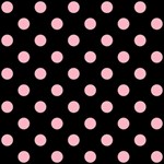 Polka Dots - Cherry Blossom Pink on Black ScrapBook Page 8  x 8 