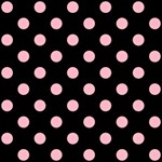 Polka Dots - Cherry Blossom Pink on Black ScrapBook Page 12  x 12 