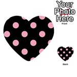 Polka Dots - Cherry Blossom Pink on Black Multi-purpose Cards (Heart)