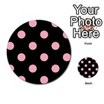 Polka Dots - Cherry Blossom Pink on Black Multi-purpose Cards (Round)