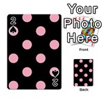 Polka Dots - Cherry Blossom Pink on Black Playing Cards 54 Designs