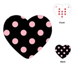 Polka Dots - Cherry Blossom Pink on Black Playing Cards (Heart)