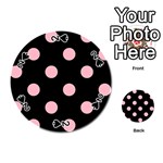 Polka Dots - Cherry Blossom Pink on Black Playing Cards 54 (Round)