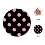 Polka Dots - Cherry Blossom Pink on Black Playing Cards (Round)