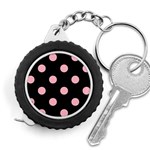 Polka Dots - Cherry Blossom Pink on Black Measuring Tape