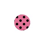 Polka Dots - Black on Flamingo Pink 1  Mini Magnet