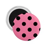 Polka Dots - Black on Flamingo Pink 2.25  Magnet