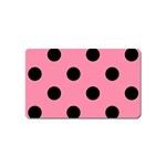 Polka Dots - Black on Flamingo Pink Magnet (Name Card)