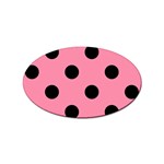 Polka Dots - Black on Flamingo Pink Sticker Oval (100 pack)