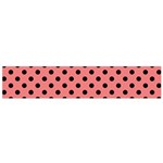 Polka Dots - Black on Coral Pink Flano Scarf (Small)